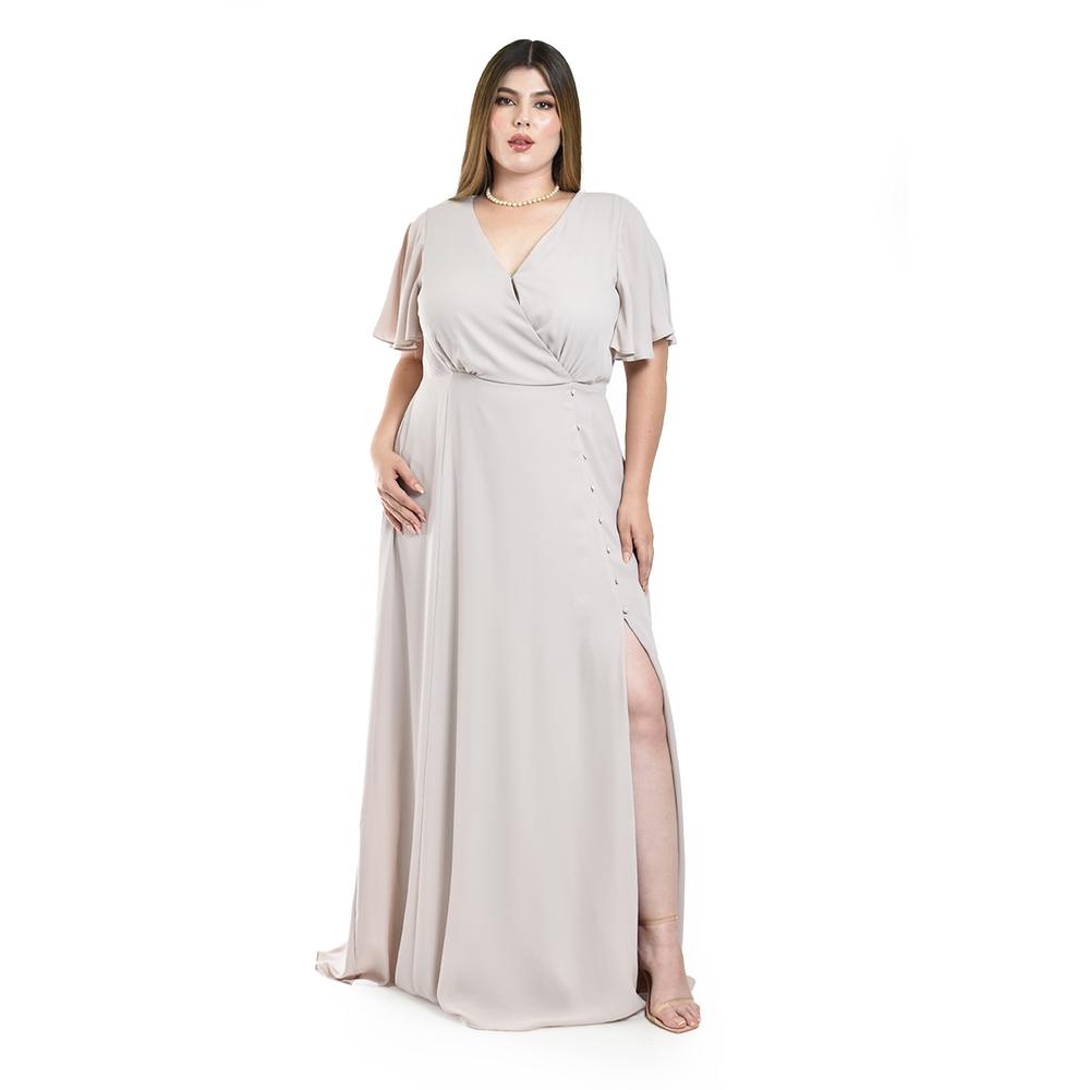 Foto 5 | Vestido Largo con Abertura Roman Fashion Beige para Mujer