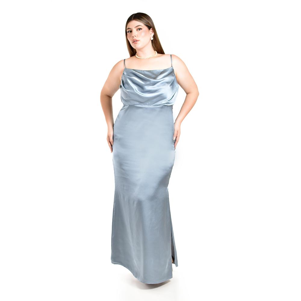 Foto 5 | Vestido de Escote Drapeado Roman Fashion Azul para Mujer