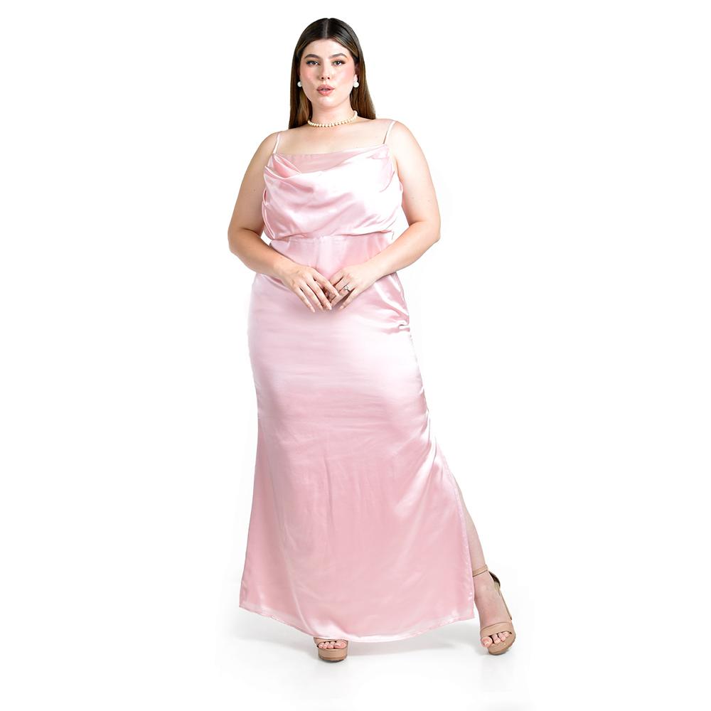 Foto 1 | Vestido de Escote Drapeado Roman Fashion Rosa para Mujer