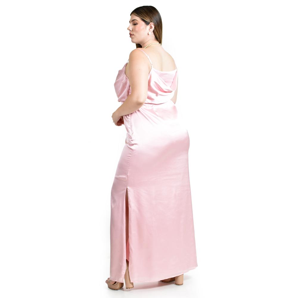 Foto 3 | Vestido de Escote Drapeado Roman Fashion Rosa para Mujer