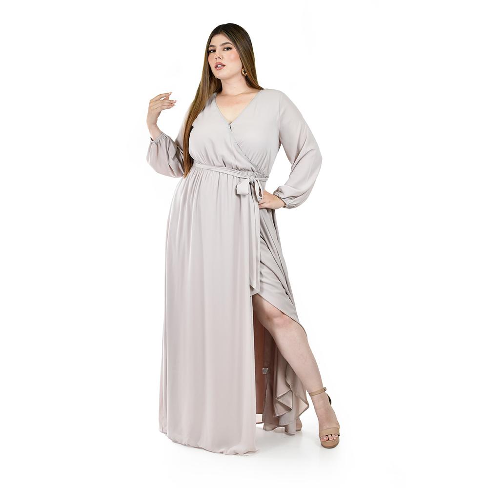 Foto 6 pulgar | Vestido de Manga Larga Roman Fashion Beige para Mujer