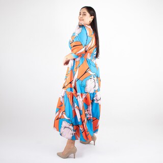 Foto 2 | Maxi Vestido Print Naranja Con Azul Amad