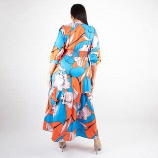 Foto 4 | Maxi Vestido Print Naranja Con Azul Amad