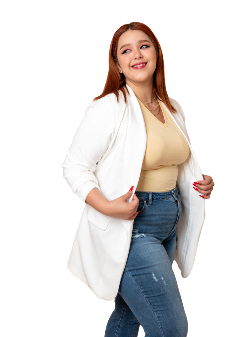 Foto 1 | Blazer De Vestir María Ferré 2846 Ivory Manga 3/4 Para Mujer Tallas Extras