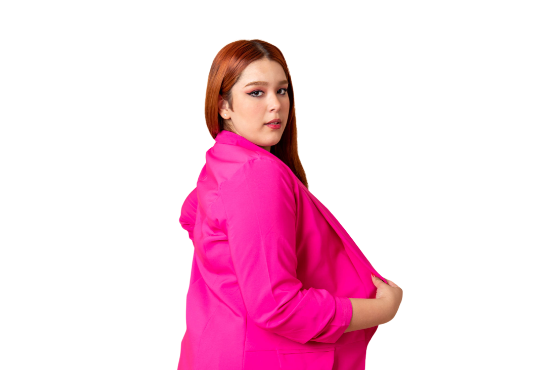 Foto 4 pulgar | Blazer De Vestir María Ferré 2846 Rosa Fiusha Manga 3/4 Para Mujer Tallas Extras