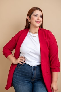 Foto 2 | Blazer De Vestir María Ferré 2846 Rojo Quemado Manga 3/4 Para Mujer Tallas Extras