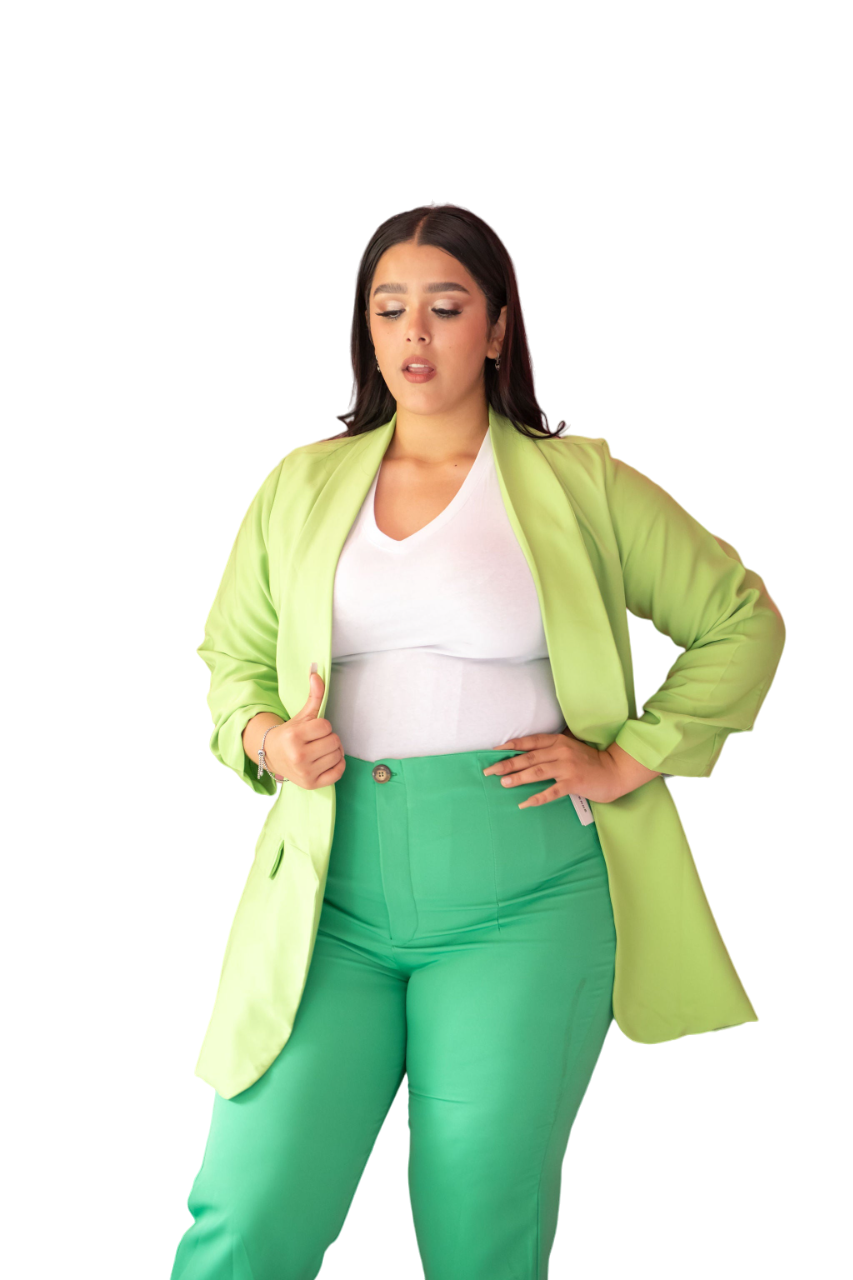 Foto 2 pulgar | Blazer de Vestir María Ferré 2846 Verde Manga 3/4 Tallas Extras