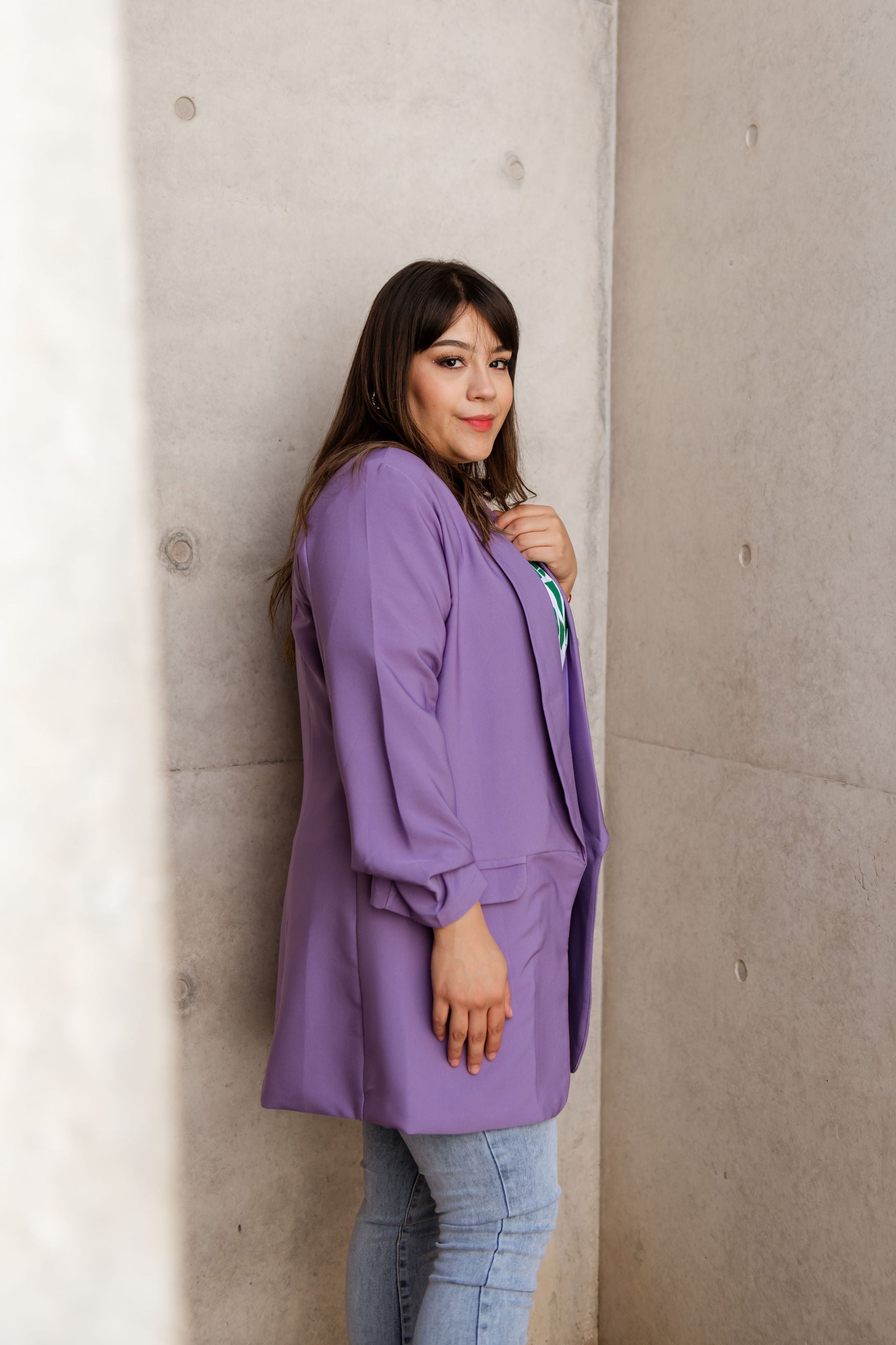 Foto 4 pulgar | Blazer de Vestir María Ferré 2846 Morado para Mujer