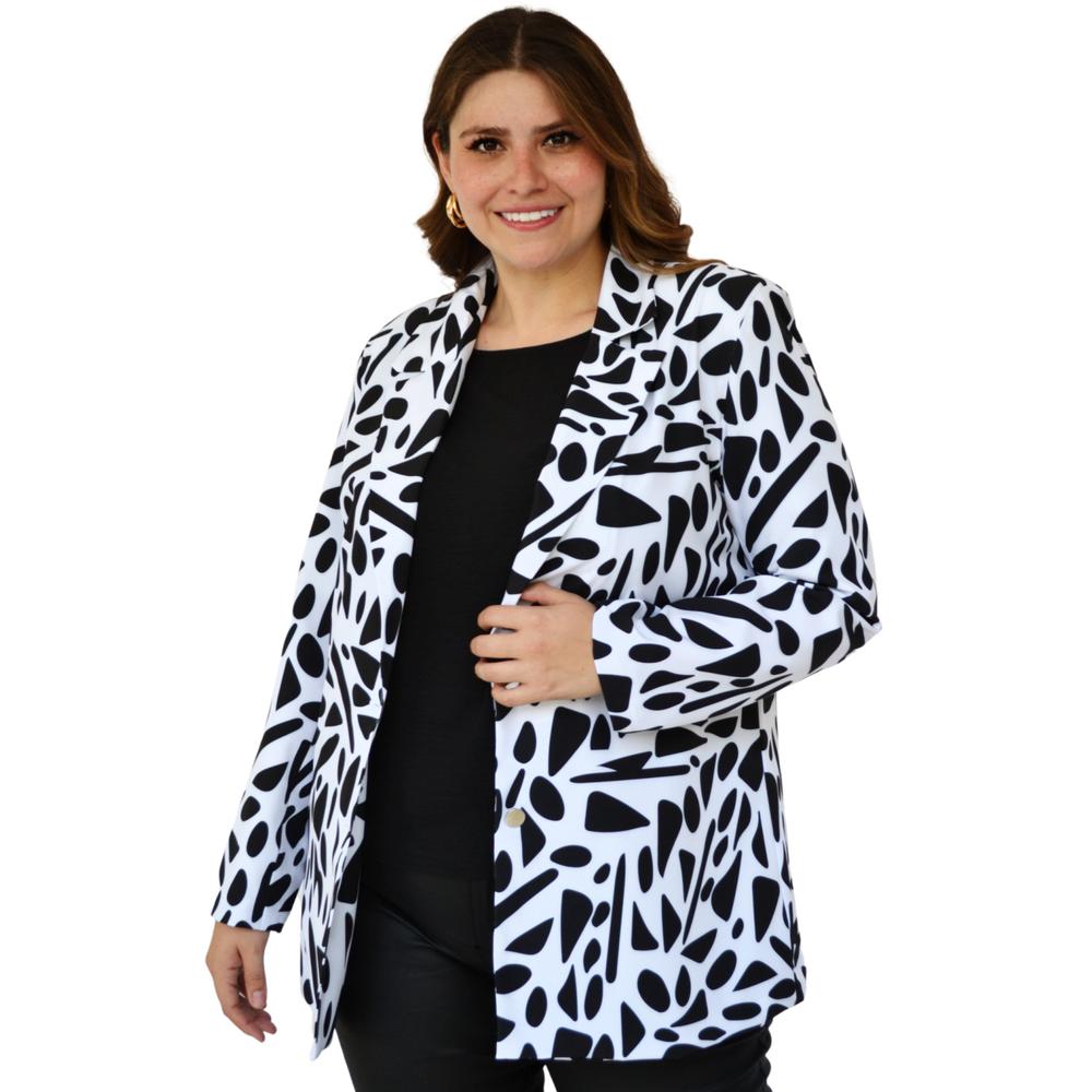 Foto 3 pulgar | Blazer Estampado Roman Fashion 2142 color Blanco