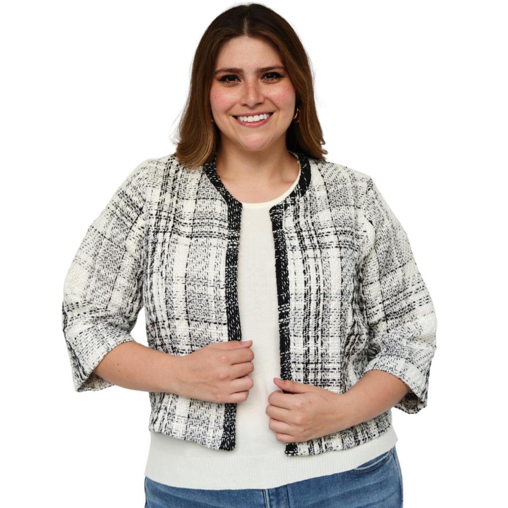 Foto 2 pulgar | Saco Tweed Roman Fashion AB-ST-7049-BLANCO-ALL Multicolor