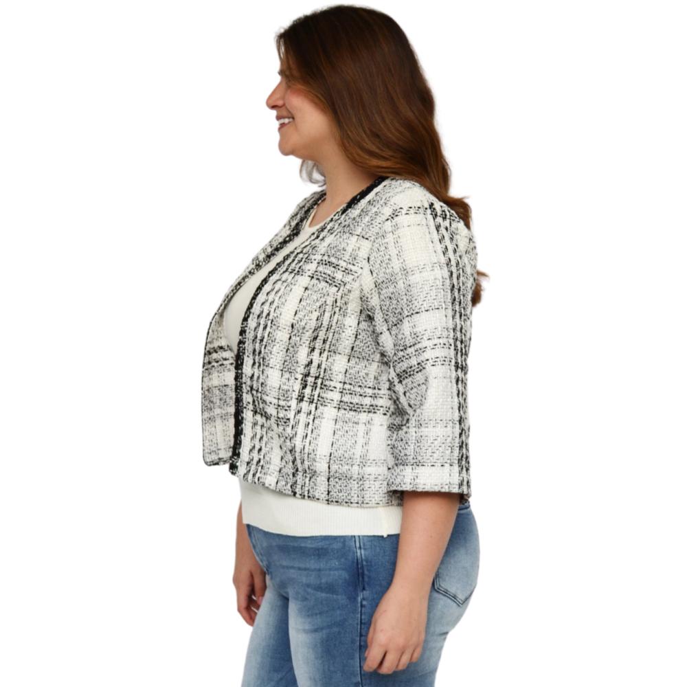 Foto 3 pulgar | Saco Tweed Roman Fashion AB-ST-7049-BLANCO-ALL Multicolor