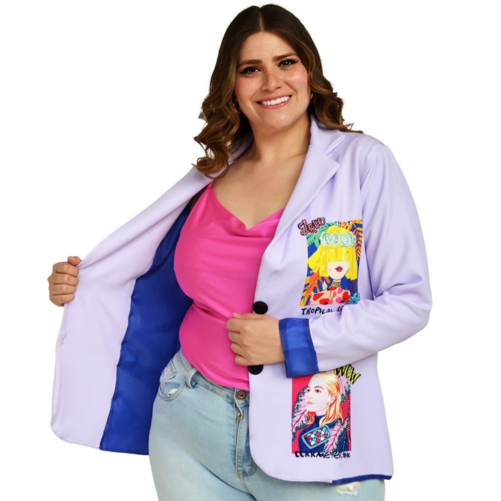 Foto 4 pulgar | Blazer Roman Fashion color Púrpura para Mujer