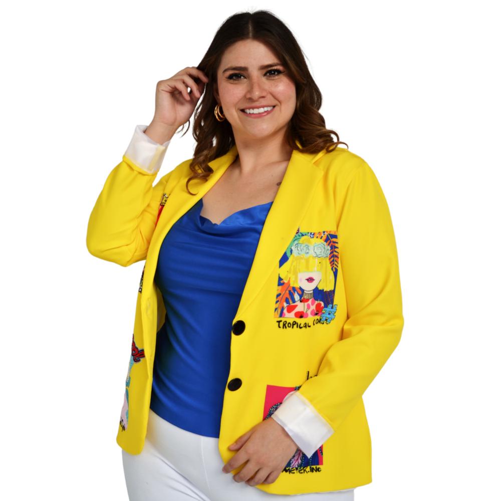 Foto 2 pulgar | Blazer Juvenil Roman Fashion/tallas Extras 007 color Amarillo