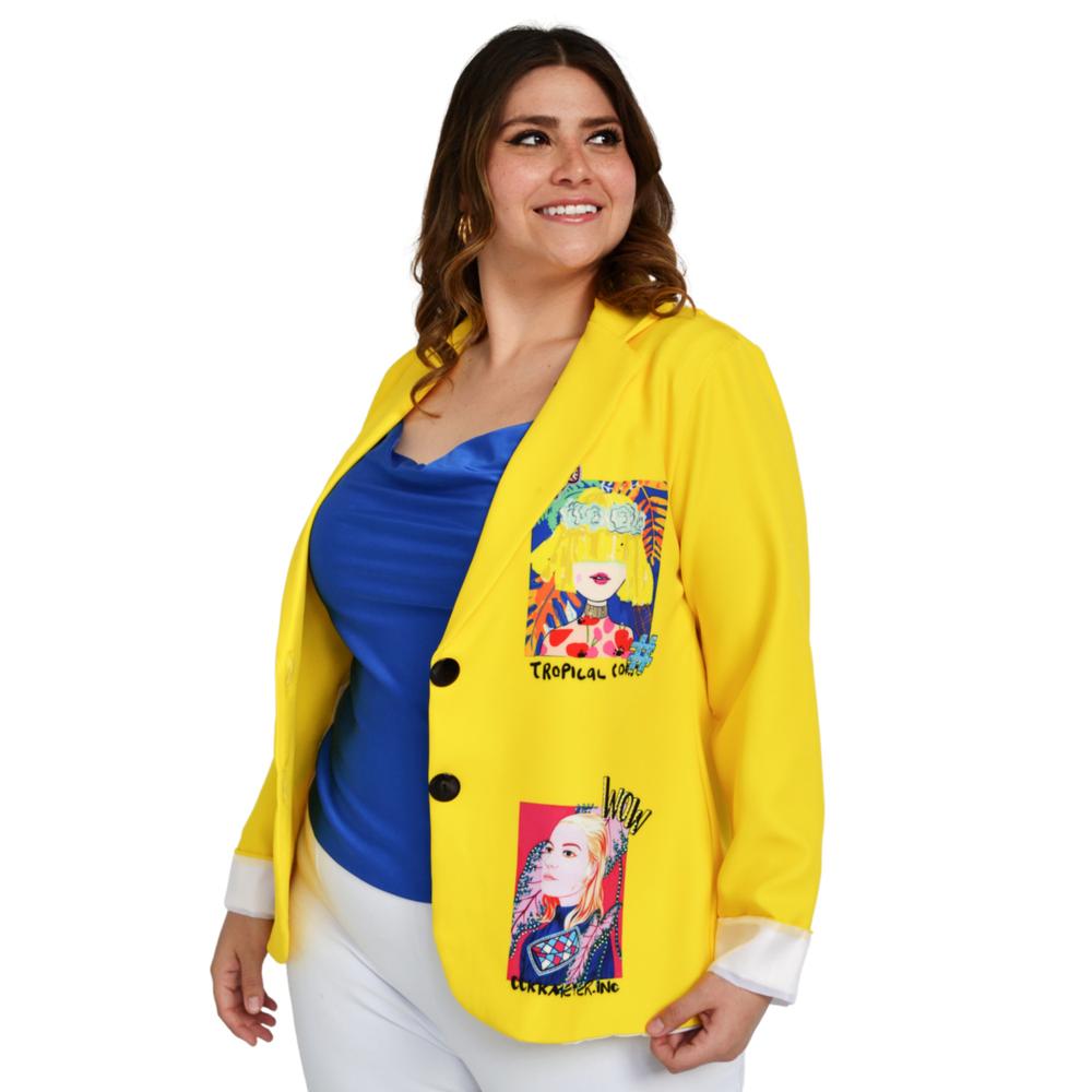 Foto 3 pulgar | Blazer Juvenil Roman Fashion/tallas Extras 007 color Amarillo