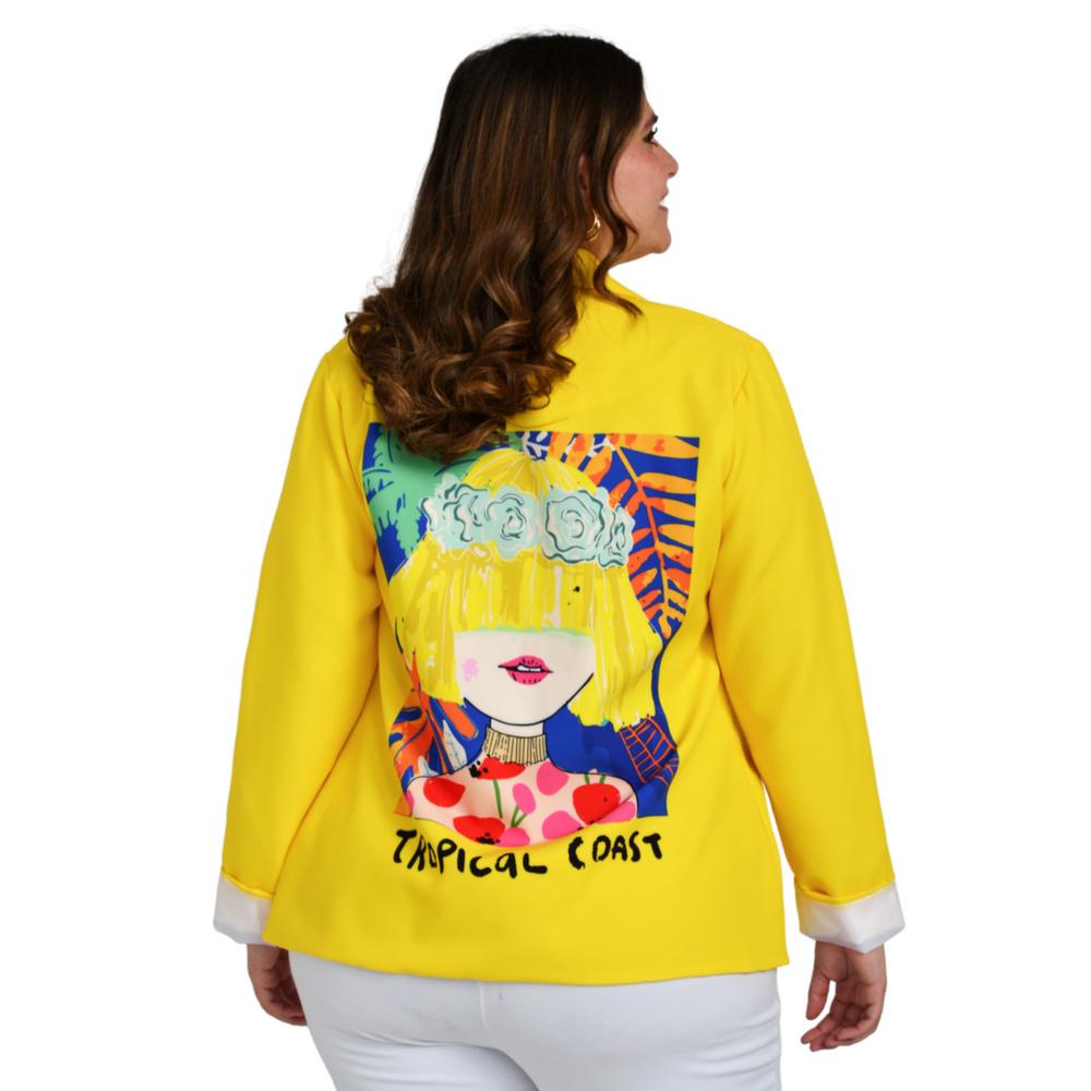 Foto 4 pulgar | Blazer Juvenil Roman Fashion/tallas Extras 007 color Amarillo