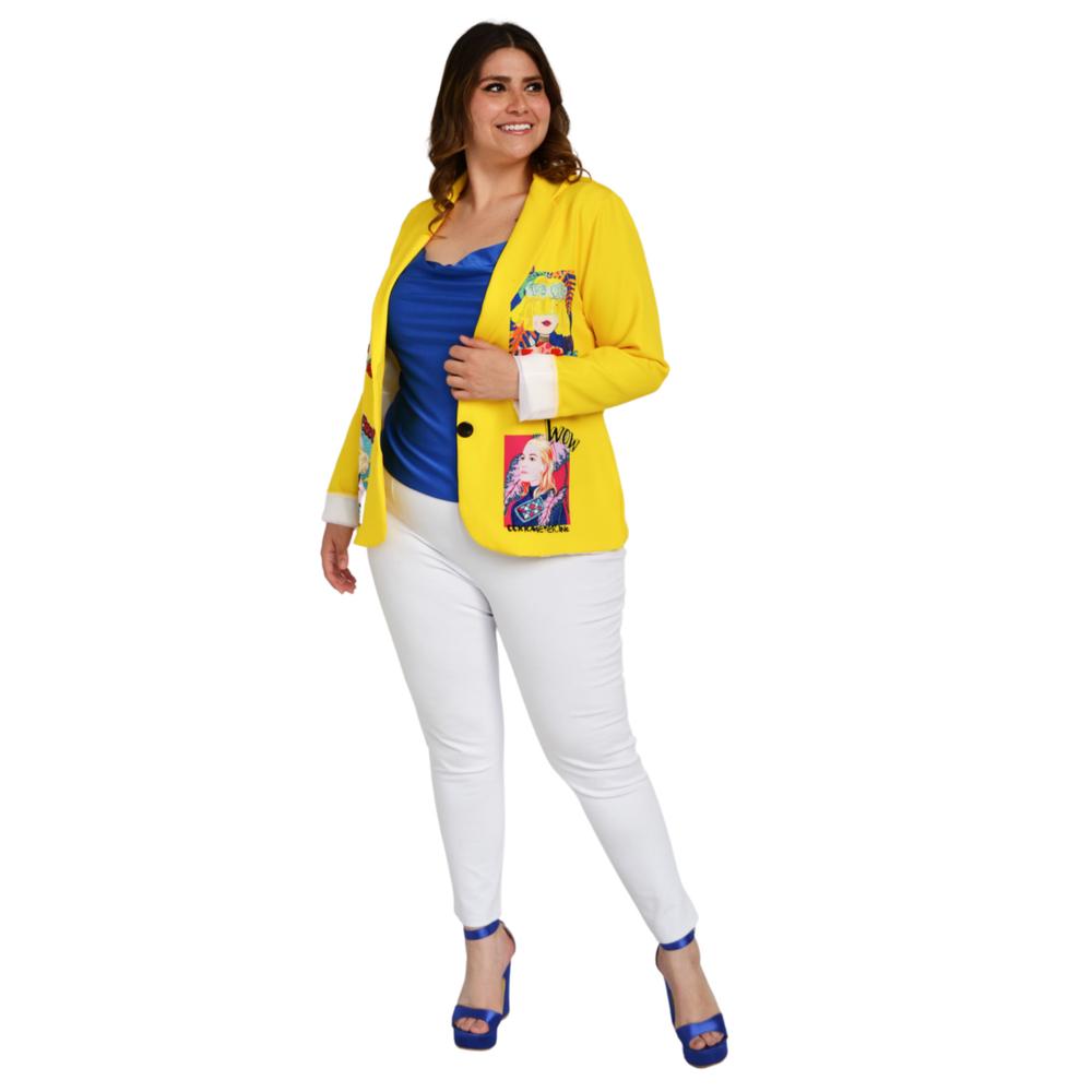 Foto 6 pulgar | Blazer Juvenil Roman Fashion/tallas Extras 007 color Amarillo
