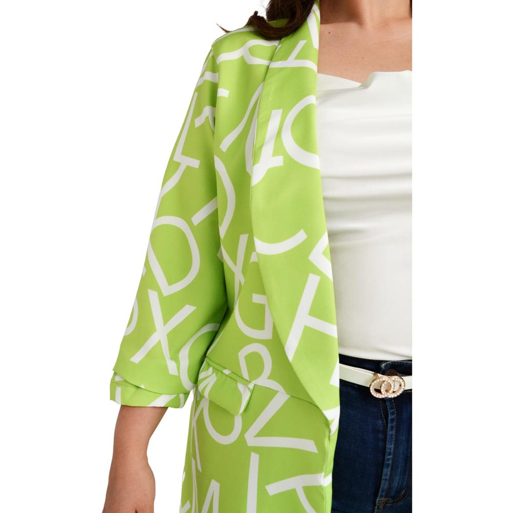 Foto 4 | Blazer De Letras Roman Fashion /tallas Extras, 2846 (lima Letras) Verde Lima