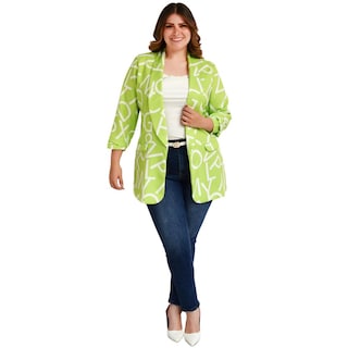 Foto 5 | Blazer De Letras Roman Fashion /tallas Extras, 2846 (lima Letras) Verde Lima