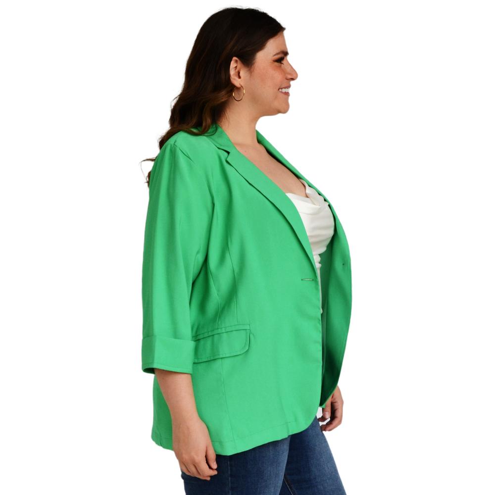 Foto 3 pulgar | Blazer Manga 3/4 Roman Fashion color Verde para Mujer