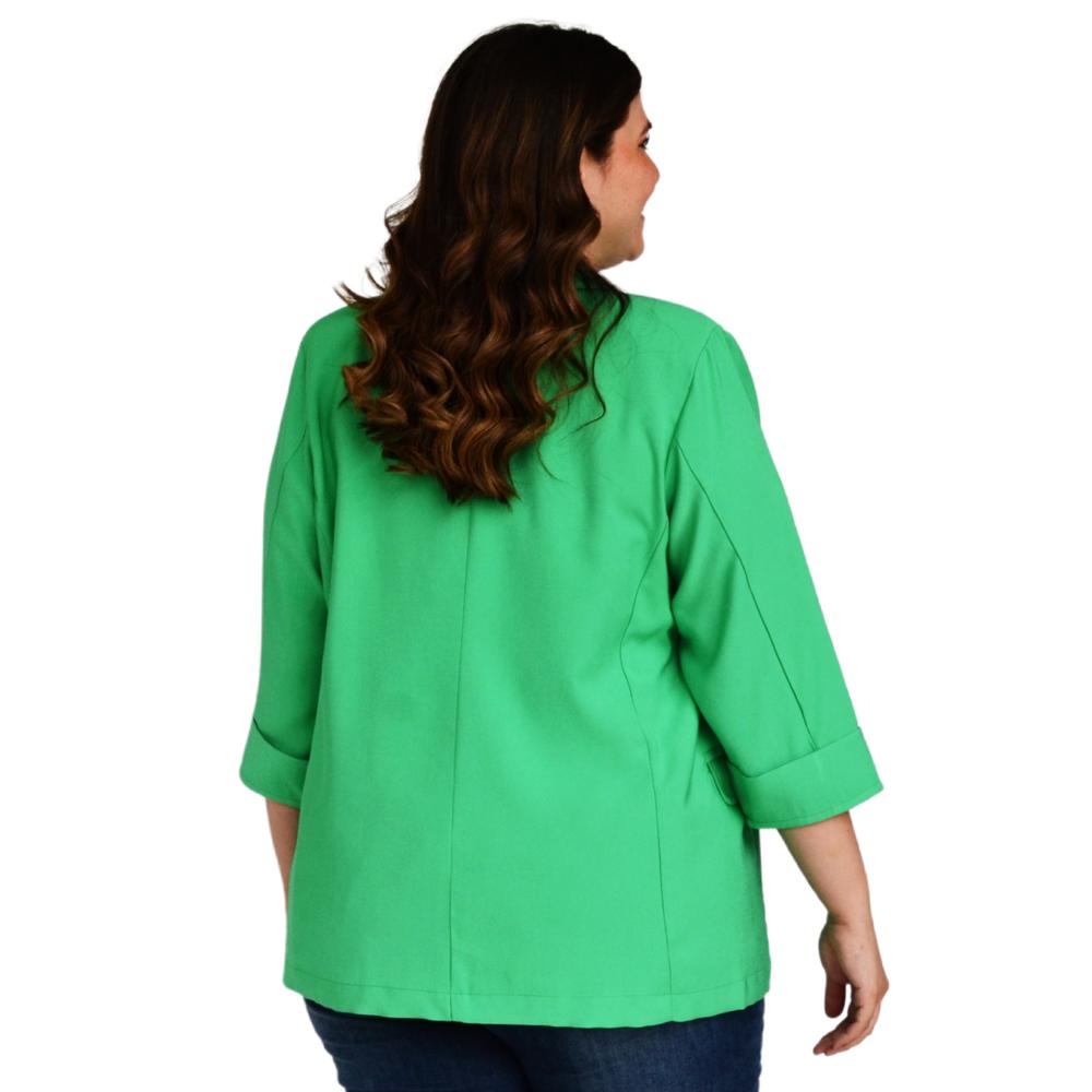 Foto 4 pulgar | Blazer Manga 3/4 Roman Fashion color Verde para Mujer