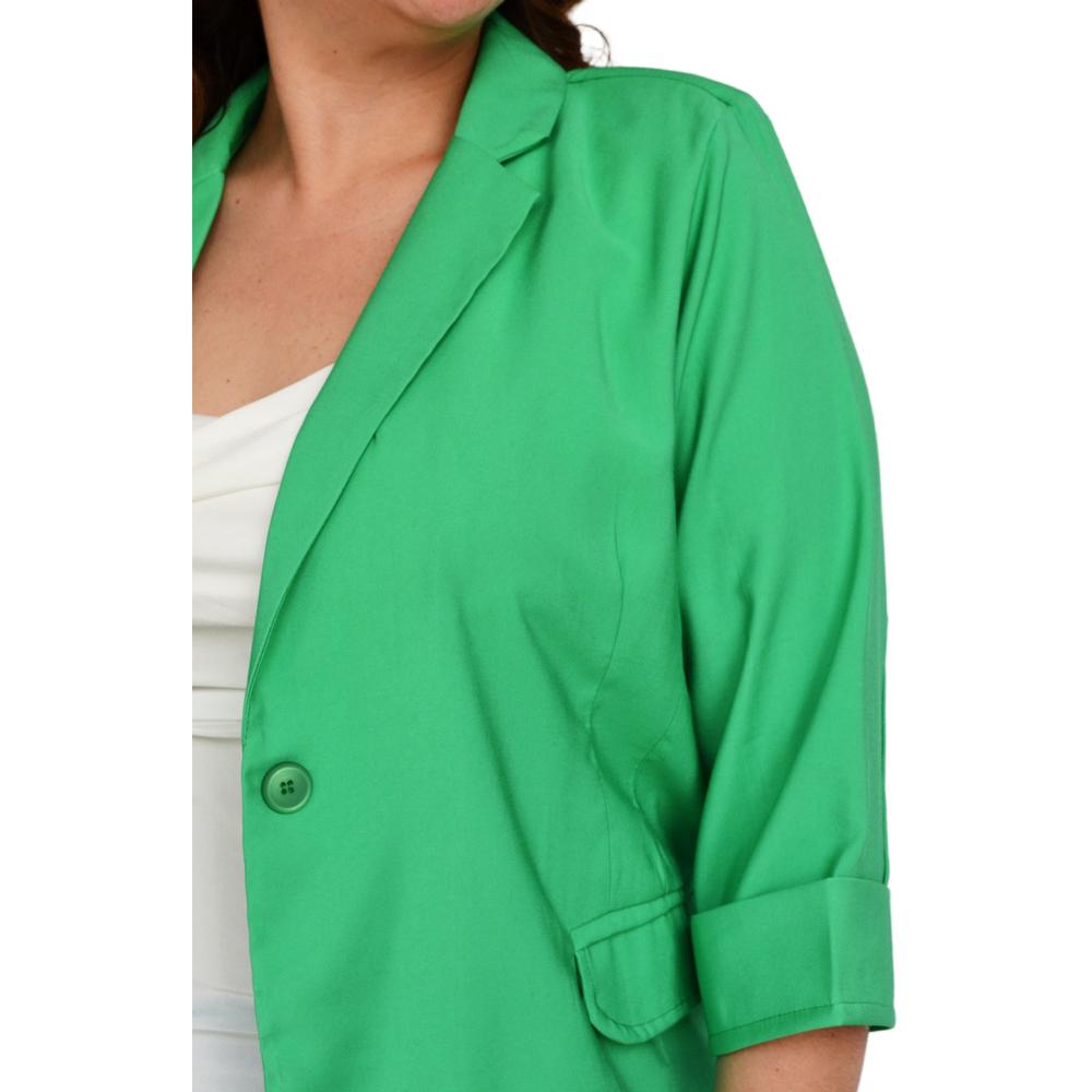 Foto 5 pulgar | Blazer Manga 3/4 Roman Fashion color Verde para Mujer