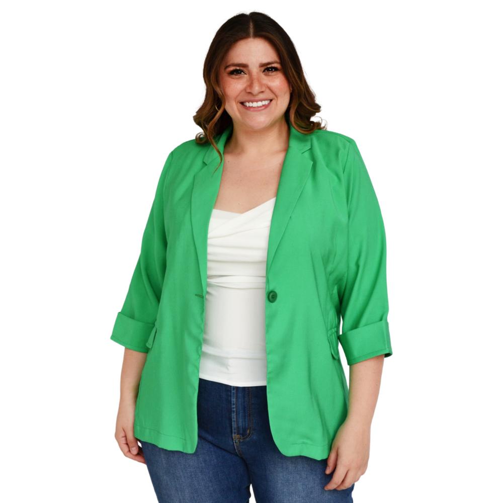Foto 6 pulgar | Blazer Manga 3/4 Roman Fashion color Verde para Mujer