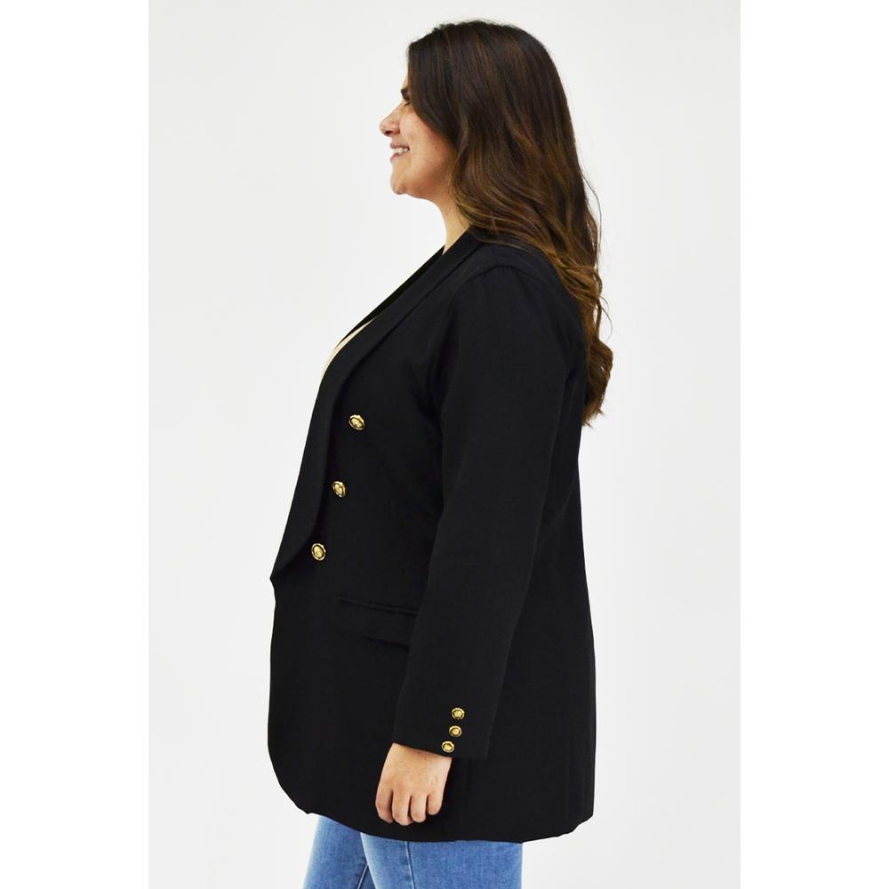 Foto 3 pulgar | Blazer Largo Roman Fashion Negro para Mujer