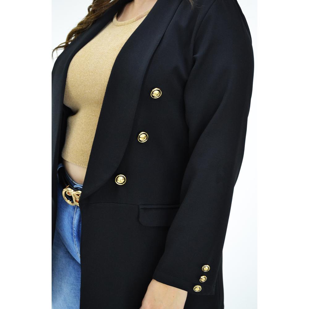 Foto 5 pulgar | Blazer Largo Roman Fashion Negro para Mujer