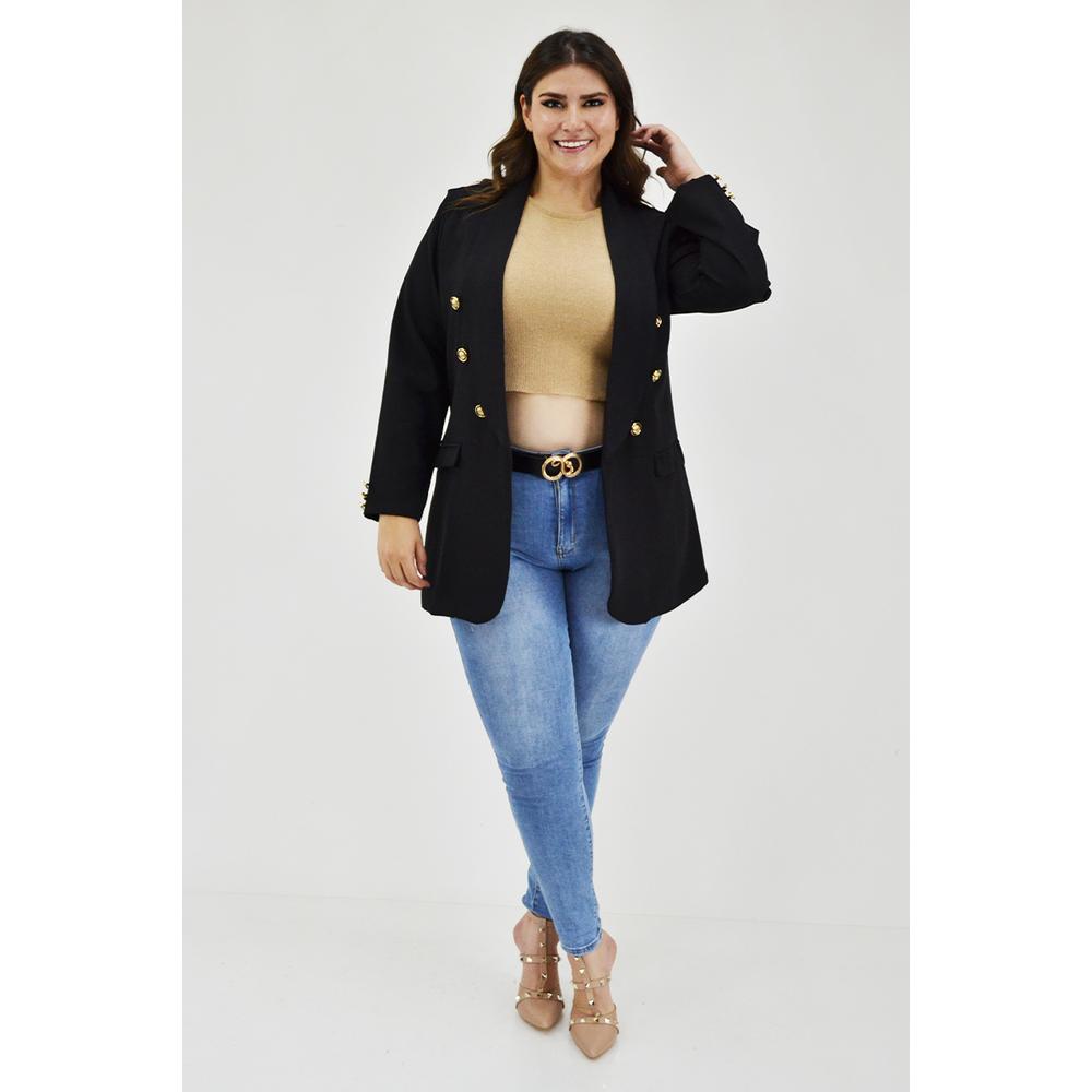 Foto 6 pulgar | Blazer Largo Roman Fashion Negro para Mujer