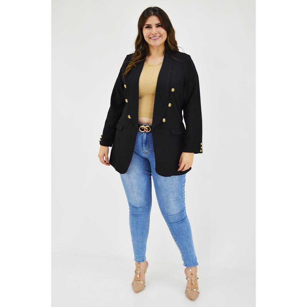 Foto 7 pulgar | Blazer Largo Roman Fashion Negro para Mujer
