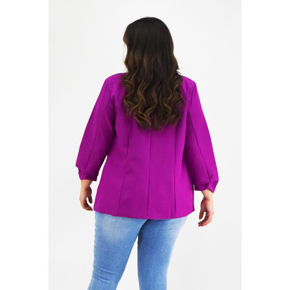 Foto 4 pulgar | Blazer Manga 3/4 Roman Fashion /tallas Extras, 12255 (magenta) Fucsia Oscuro