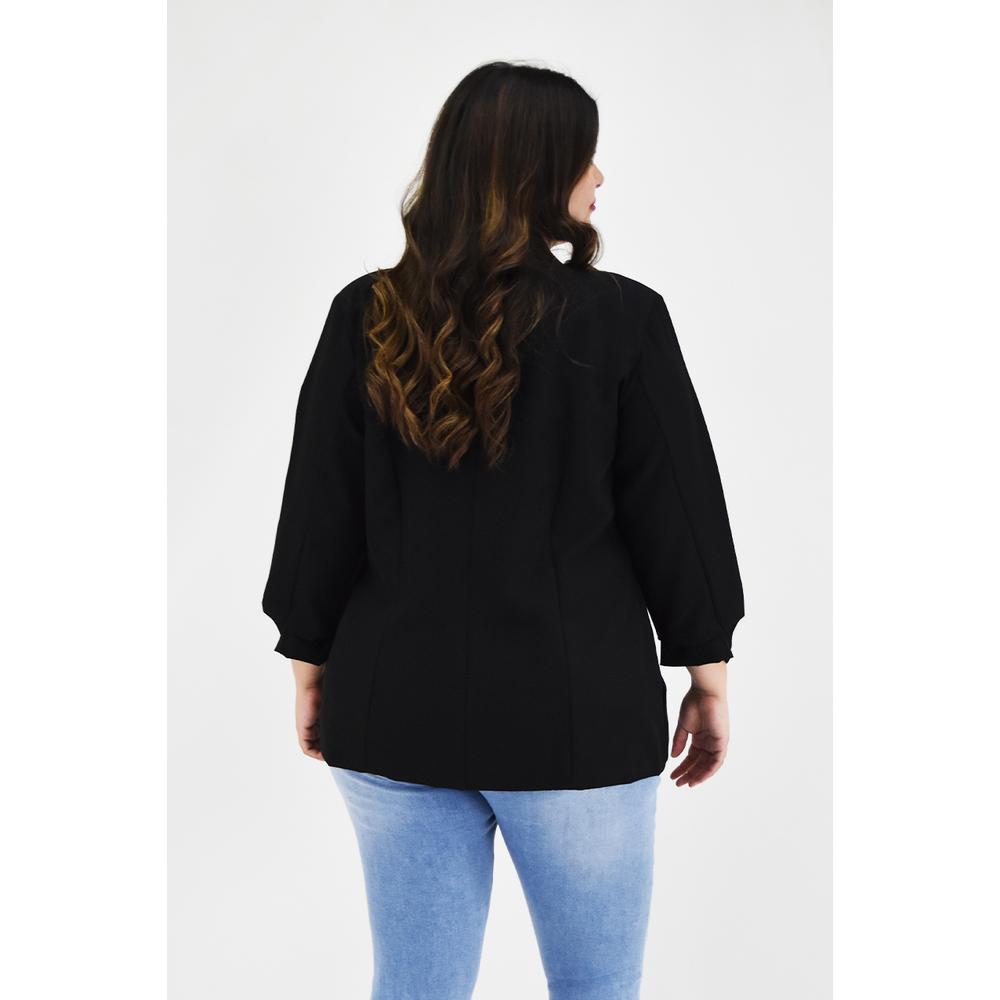 Foto 4 pulgar | Blazer Manga 3/4 Roman Fashion Negro Tallas Extras para Mujer