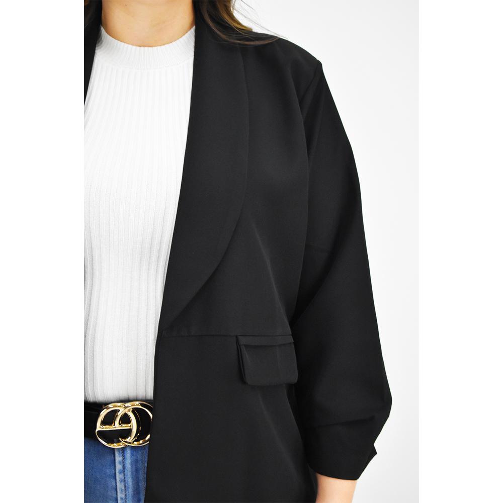 Foto 5 pulgar | Blazer Manga 3/4 Roman Fashion Negro Tallas Extras para Mujer