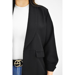 Foto 4 | Blazer Manga 3/4 Roman Fashion Negro Tallas Extras para Mujer