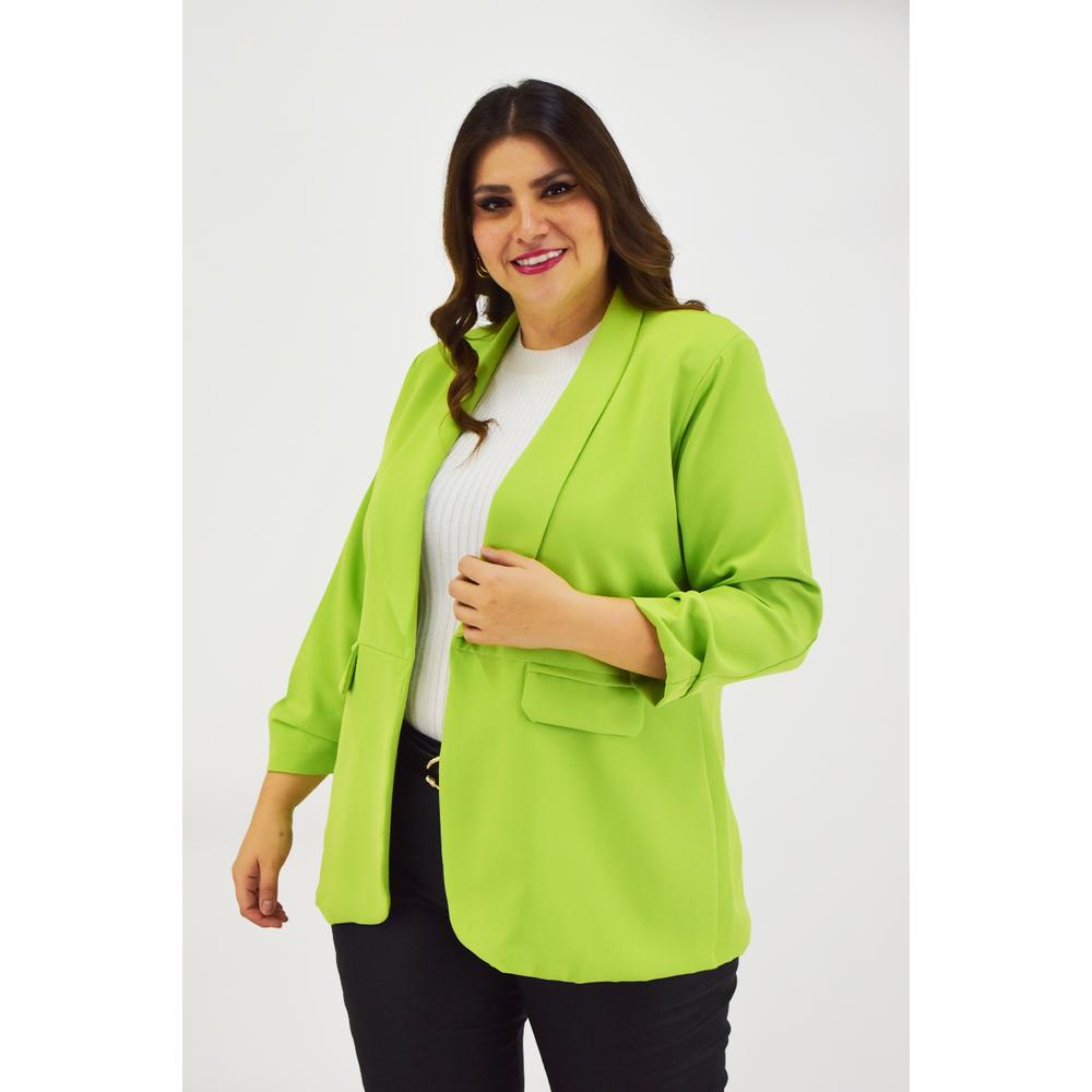Foto 5 | Blazer Manga 3/4 Roman Fashion /tallas Extras, 12255 (verde Limón) Verde Lima