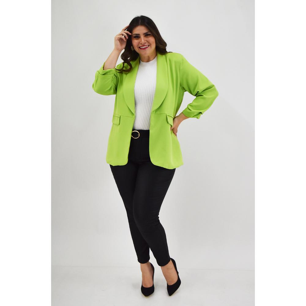 Foto 6 | Blazer Manga 3/4 Roman Fashion /tallas Extras, 12255 (verde Limón) Verde Lima