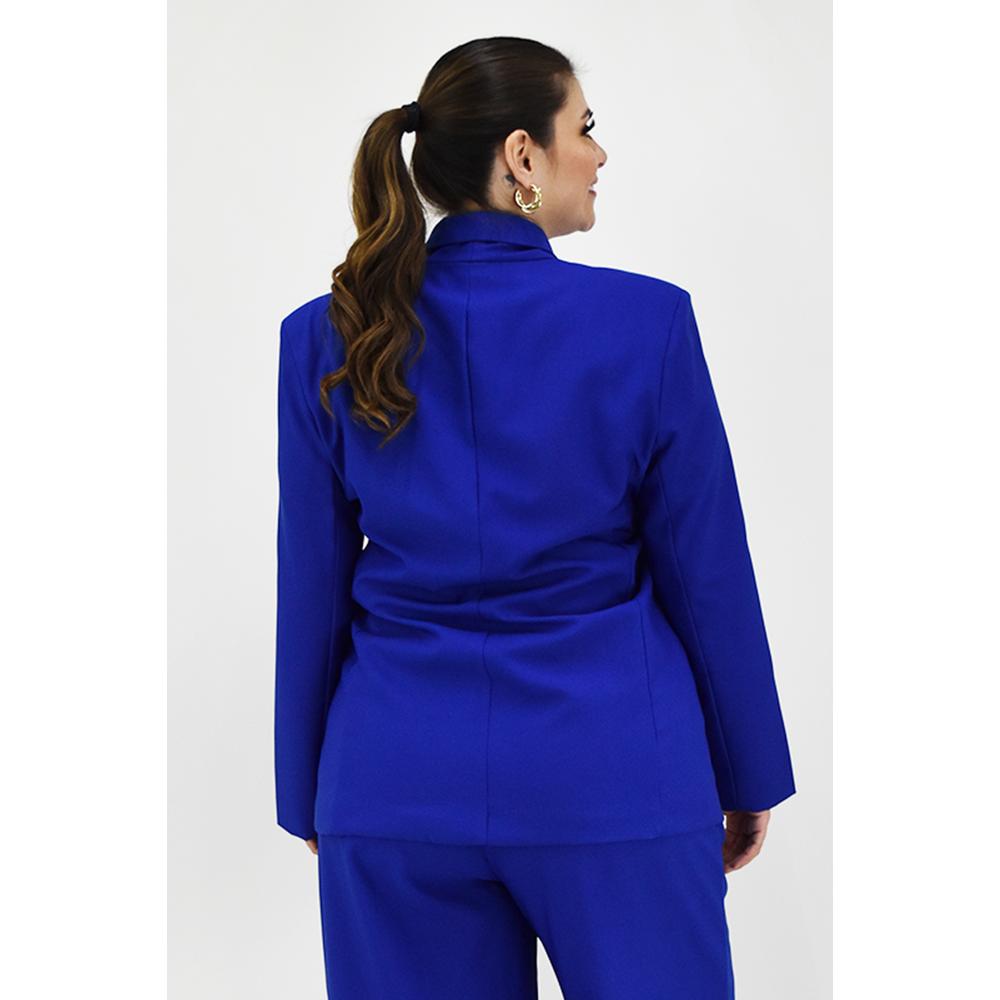 Foto 4 pulgar | Blazer Doble Botonadura Roman Fashion Azul Rey Tallas Extras para Mujer