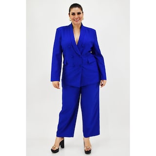 Foto 4 | Blazer Doble Botonadura Roman Fashion Azul Rey Tallas Extras para Mujer