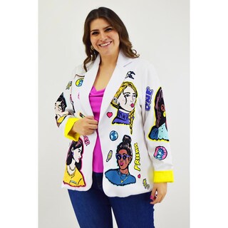 Foto 1 | Blazer Roman Fashion Friends Forever Blanco Tallas Extras para Mujer