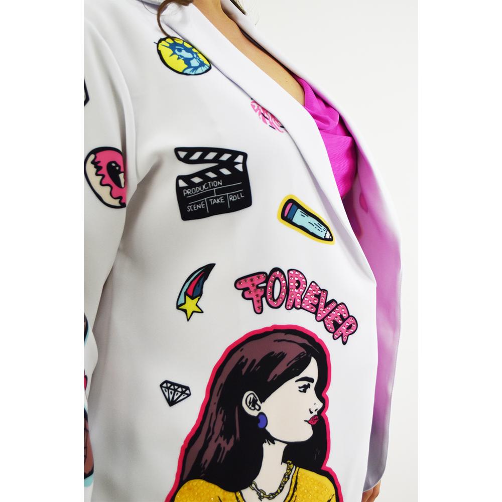 Foto 5 pulgar | Blazer Roman Fashion Friends Forever Blanco Tallas Extras para Mujer