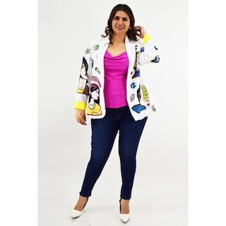 Foto 5 | Blazer Roman Fashion Friends Forever Blanco Tallas Extras para Mujer
