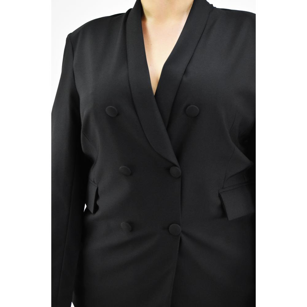 Foto 5 pulgar | Blazer Doble Botonadura Roman Fashion Negro Tallas Extras para Mujer