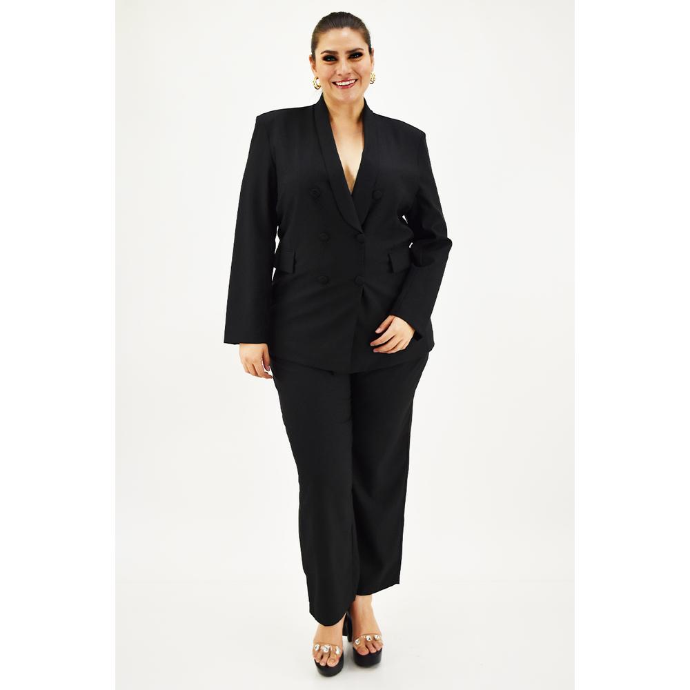 Foto 7 pulgar | Blazer Doble Botonadura Roman Fashion Negro Tallas Extras para Mujer