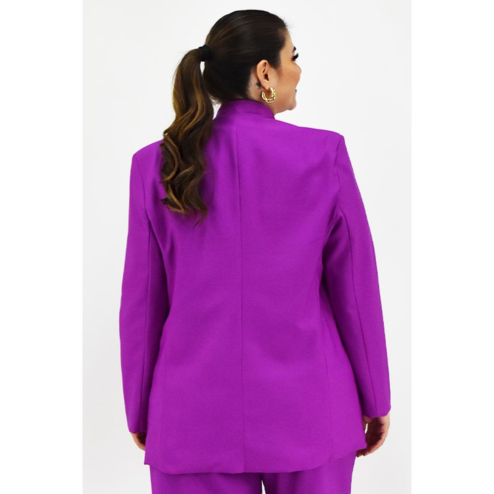 Foto 4 pulgar | Blazer Doble Botonadura Roman Fashion Magenta Tallas Extras para Mujer