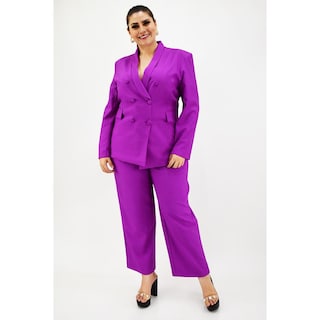 Foto 6 | Blazer Doble Botonadura Roman Fashion Magenta Tallas Extras para Mujer