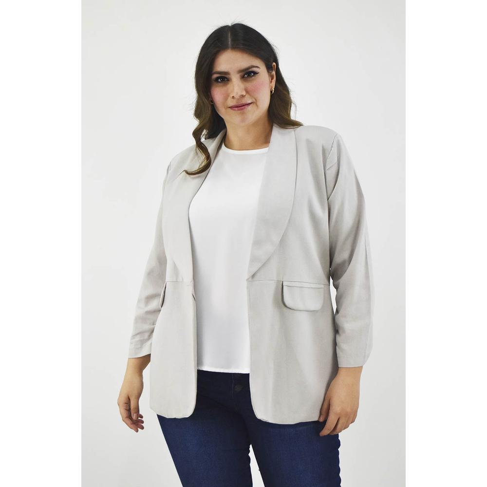 Foto 2 pulgar | Blazer De Lino Roman Fashion Tallas Extras 2329 Gris