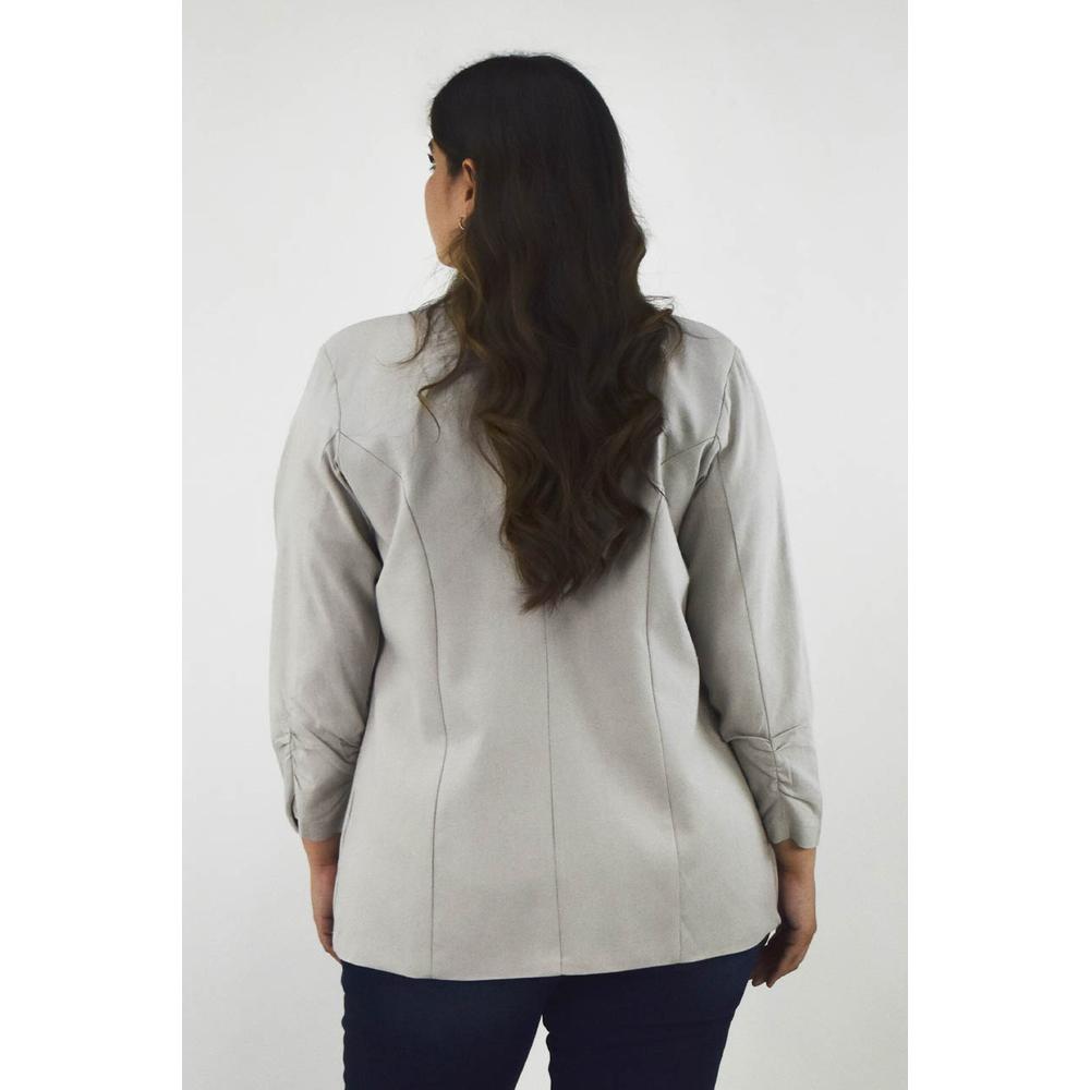 Foto 4 pulgar | Blazer De Lino Roman Fashion Tallas Extras 2329 Gris