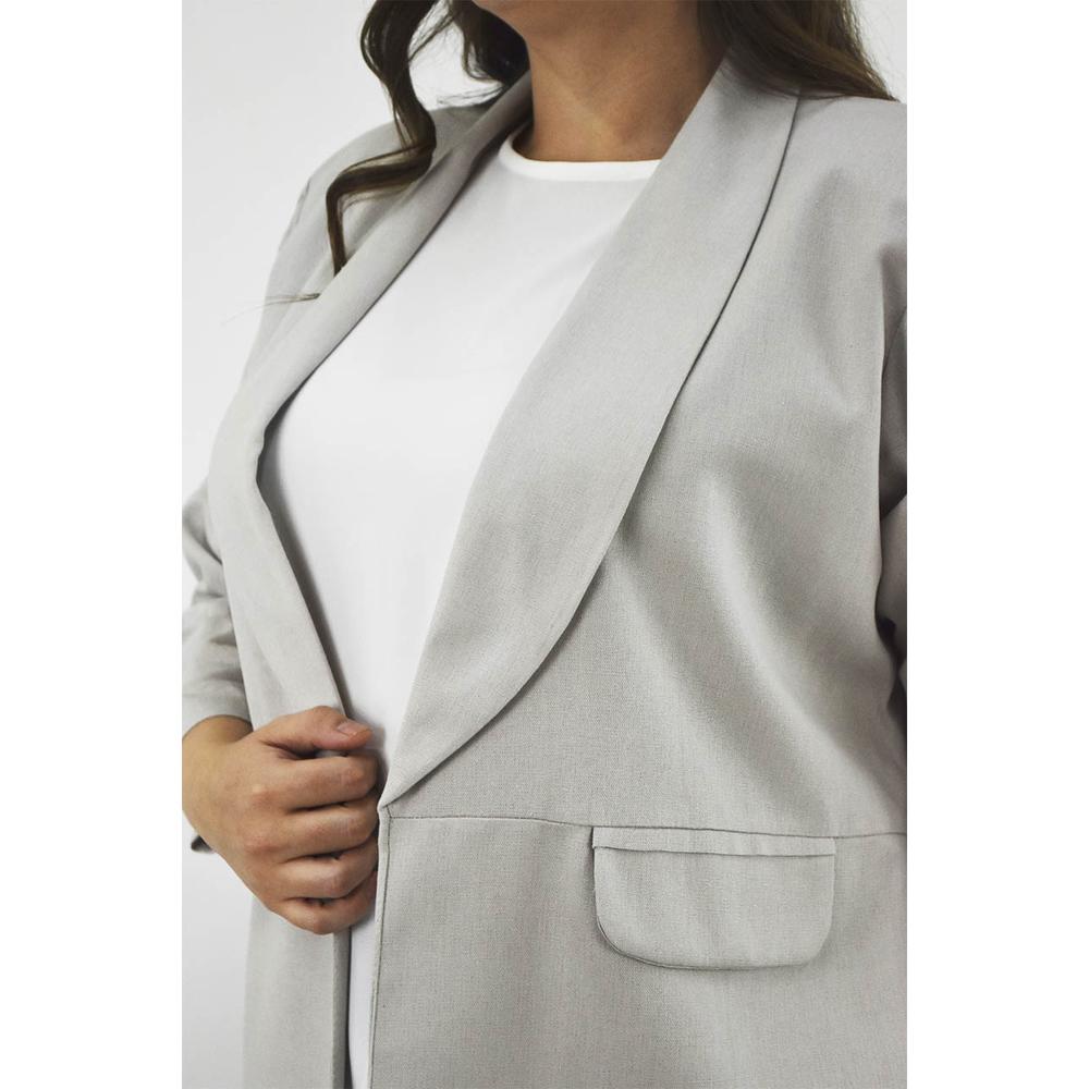 Foto 5 pulgar | Blazer De Lino Roman Fashion Tallas Extras 2329 Gris