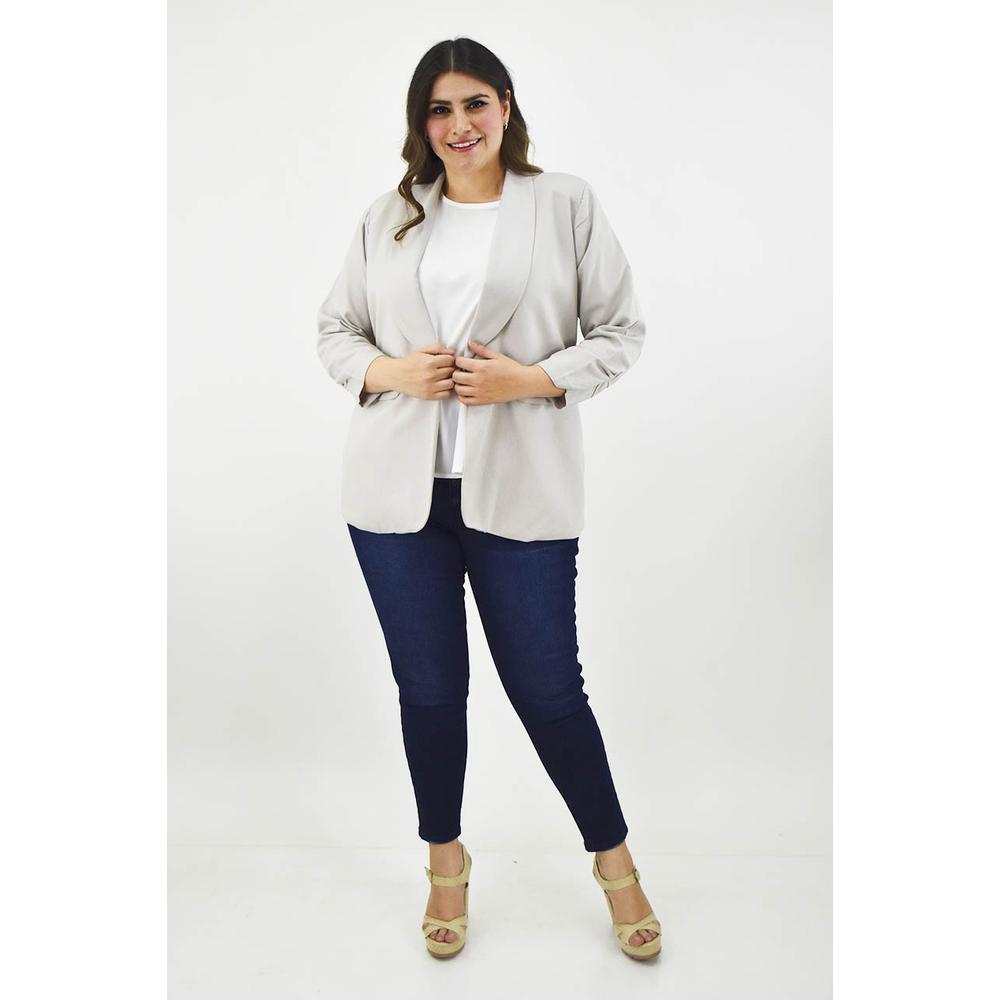 Foto 6 pulgar | Blazer De Lino Roman Fashion Tallas Extras 2329 Gris
