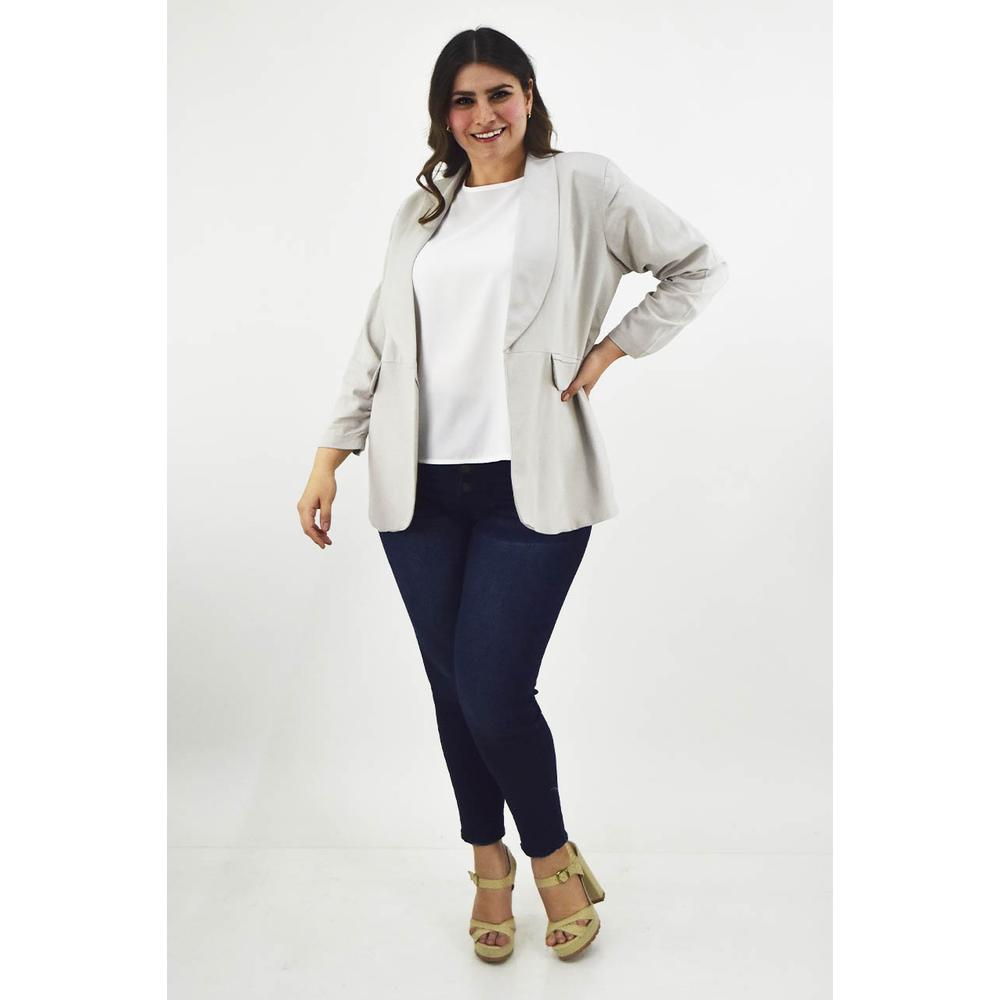 Foto 7 pulgar | Blazer De Lino Roman Fashion Tallas Extras 2329 Gris
